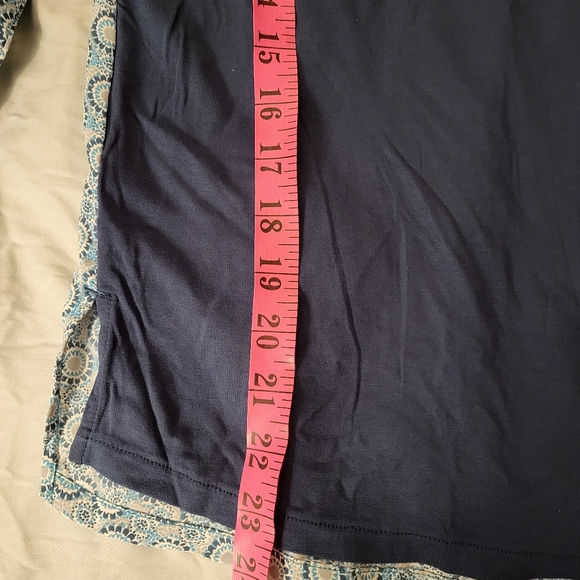 NWT Ann Taylor shirt, blue in front and printed in back (knit and woven) Small - Picture 2 of 5